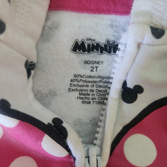 Disney Minnie Mouse zip up hooded sweater 2T girls sweatshirt - Picture 3 of 4